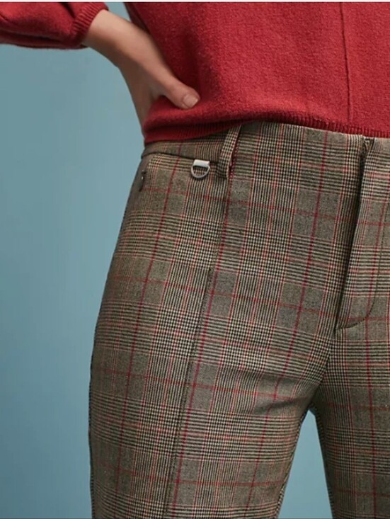 Anthropologie Pants - Anthropologie The Essential Collection Brown Plaid Slim Trousers Size 8